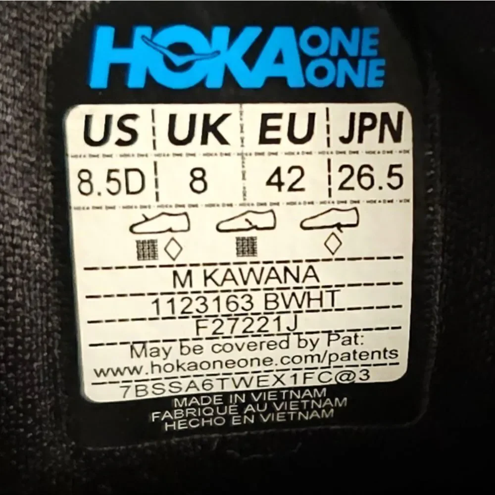 HOKA Kawana‎ Black White Sneakers - Size 8.5D